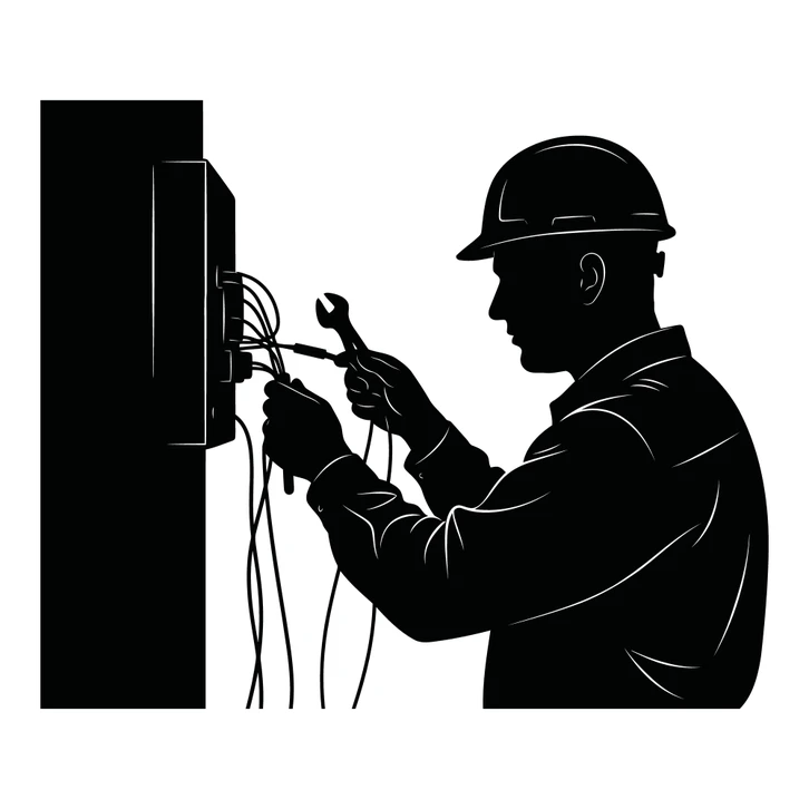 Photographie d'un professionnel en tenue de chantier (gilet, casque ou simple tenue de travail) discutant avec un client ou coordinateur dans un int&eacute;rieur r&eacute;sidentiel en r&eacute;novation, montrant en arri&egrave;re-plan ou contexte visuel des &eacute;l&eacute;ments relatifs &agrave; plusieurs m&eacute;tiers&nbsp;: gaines &eacute;lectriques, conduits de ventilation, mat&eacute;riaux de pl&acirc;trerie et outils associ&eacute;s, cr&eacute;ant une atmosph&egrave;re de chantier multi-disciplinaire bien organis&eacute;. L'image doit transmettre confiance, professionnalisme et coordination efficace d'un projet complet.